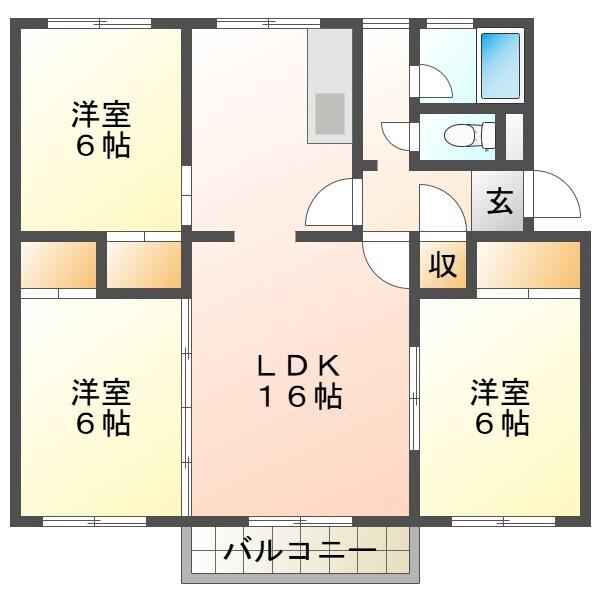 サンリバーオタモイII(3LDK/2階)の間取り写真
