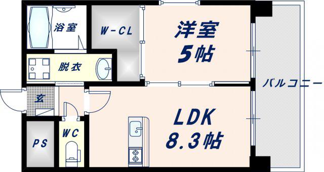 カウニス巽中(1LDK/8階)の間取り写真
