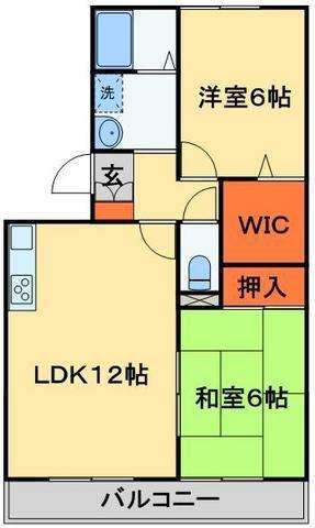 ハイツサンピーチC(2LDK/1階)の間取り写真