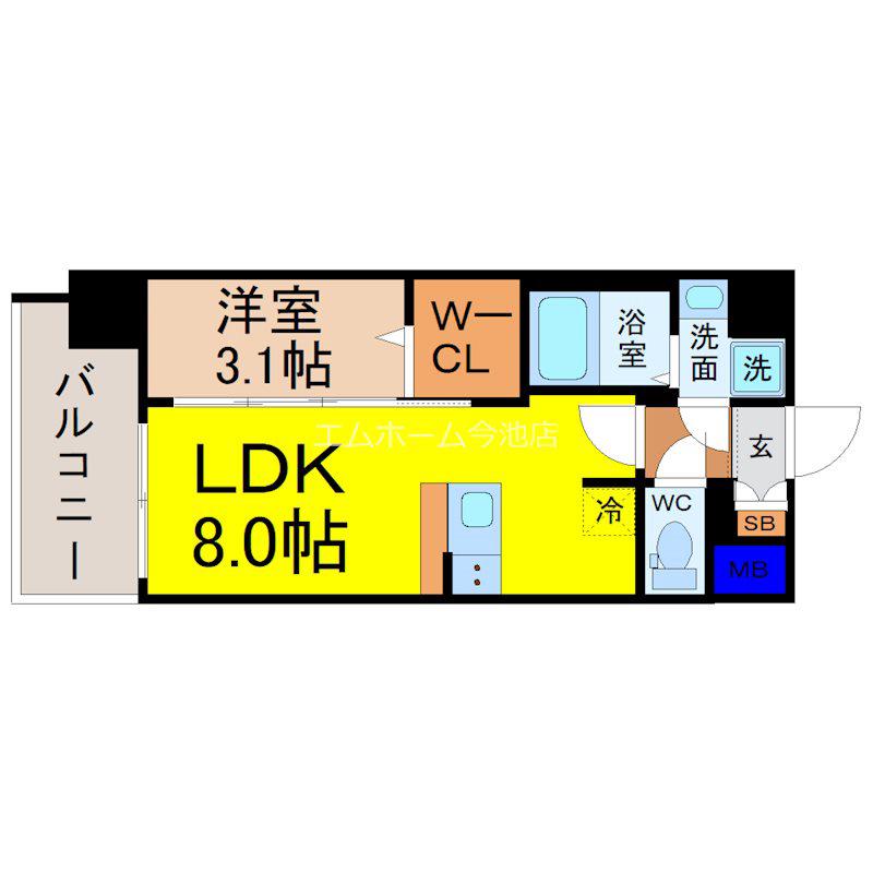 エスプレイス名古屋神宮前(1LDK/5階)の間取り写真