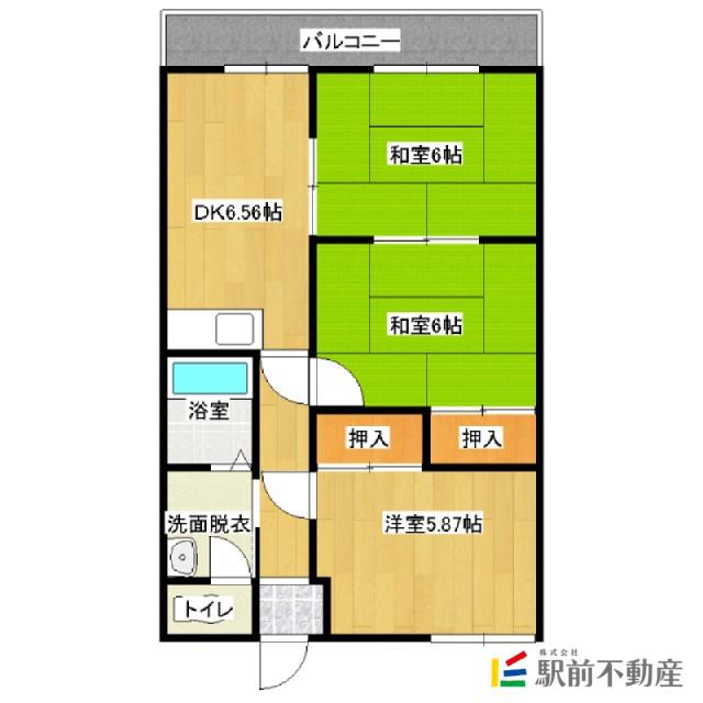 メリディアン大地(3DK/2階)の間取り写真