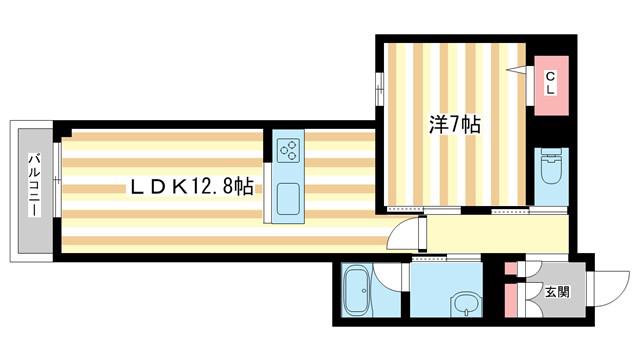 ジェイエイチエスプレミア学園前(1LDK/2階)の間取り写真