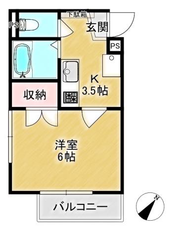 ジェンティーレ東大宮(1K/2階)の間取り写真