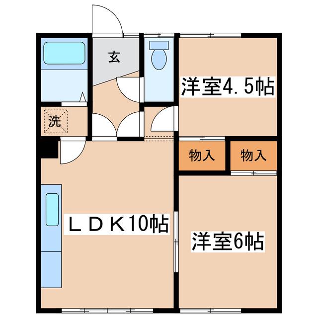 コーポ中西(2LDK/2階)の間取り写真