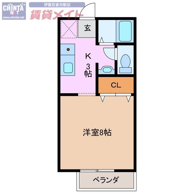 M・NハイツA(1K/1階)の間取り写真