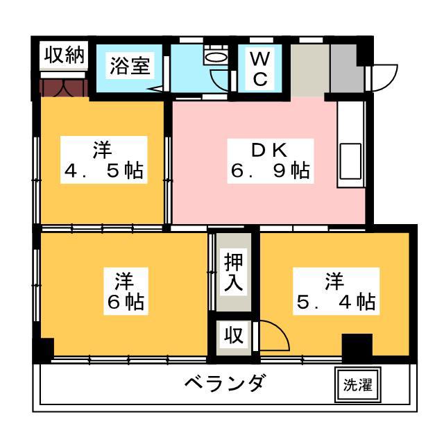 メゾン淀川(3DK/3階)の間取り写真
