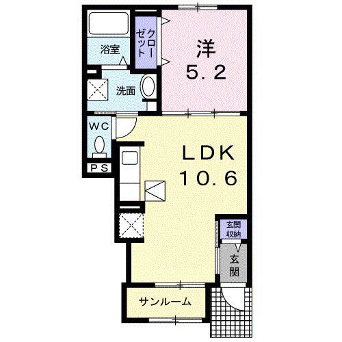 フロンティア・コート(1LDK/1階)の間取り写真