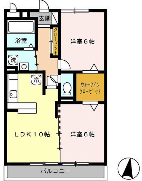 ラピュタ(2LDK/1階)の間取り写真