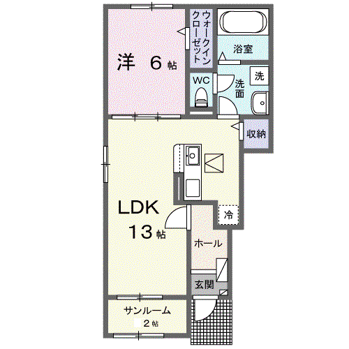 アイリス ガーデン(1LDK/1階)の間取り写真
