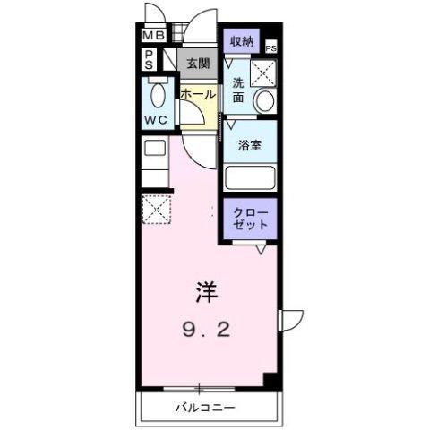 ウィステリア I(ワンルーム/2階)の間取り写真