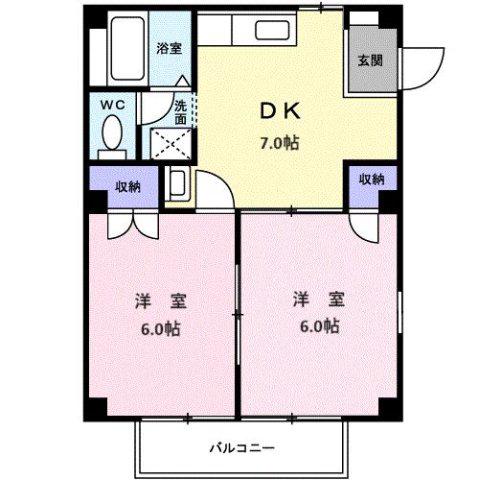 ニューシティ大箸(2DK/2階)の間取り写真
