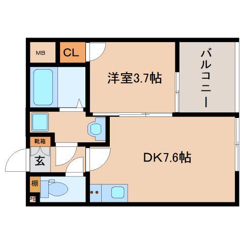 RA-KIZU(1DK/3階)の間取り写真