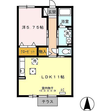 ロコ 光(1LDK/1階)の間取り写真