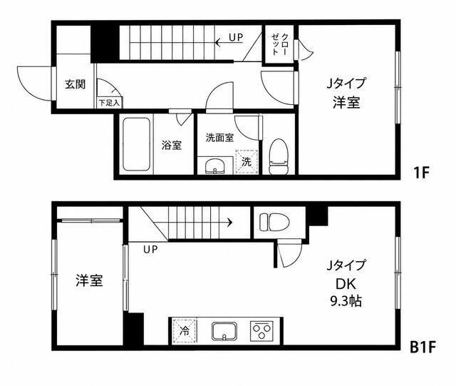 CREAL新高円寺(2DK/1階)の間取り写真