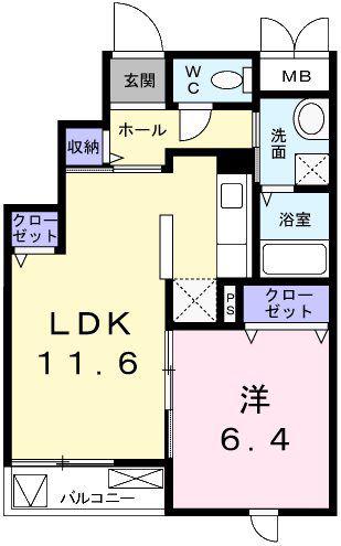 エスペランサ白鷺(1LDK/3階)の間取り写真