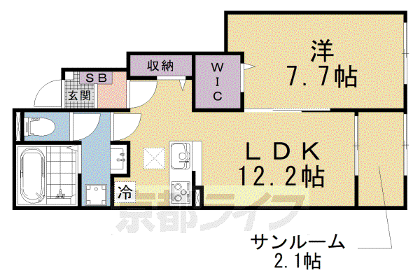 ヒカルサ仰木の里II(1LDK/1階)の間取り写真