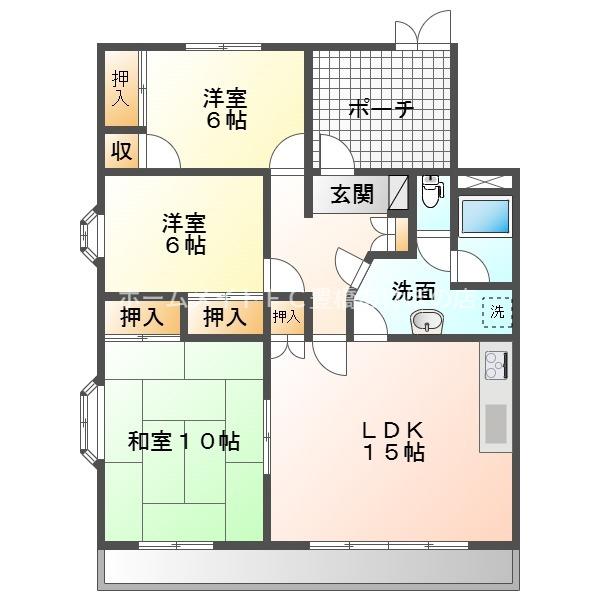 ユトリロ上地町(3LDK/2階)の間取り写真