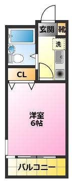 ラコスタ新丸子II(1K/3階)の間取り写真