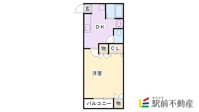 ブリランテ金丸小路(1K/1階)の間取り写真