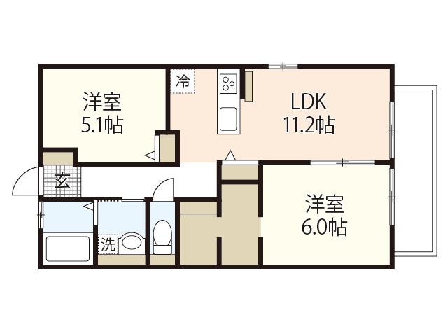 クレール A棟(2LDK/2階)の間取り写真