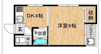 コーポ須玖 リノベ(1DK/1階)の間取り写真