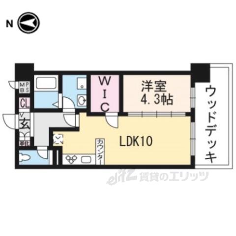 阪急京都線 洛西口駅 徒歩5分 5階建 築11年(1LDK/3階)の間取り写真