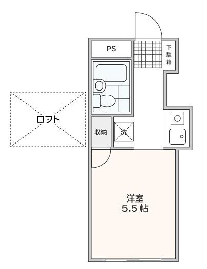 MKIアパートメント(ワンルーム/2階)の間取り写真