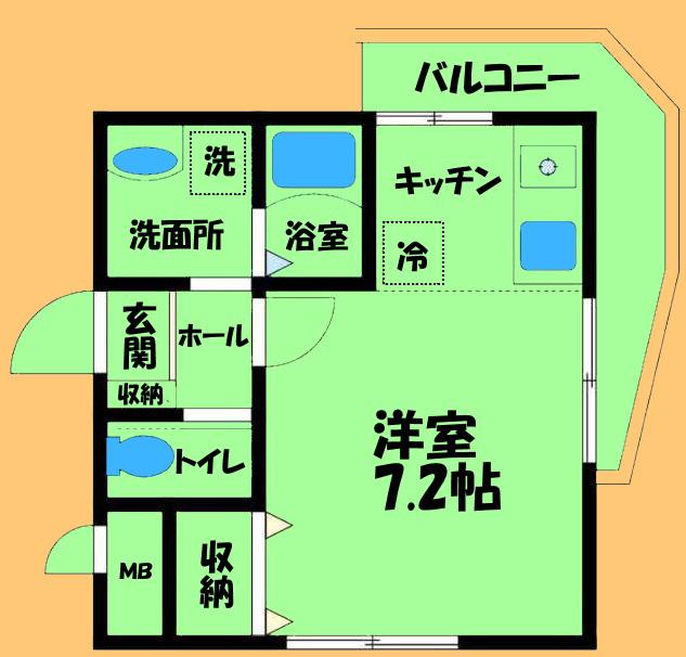 エスポワール(1K/4階)の間取り写真
