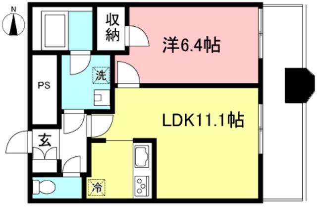 悠々スクアール相模大野(1LDK/10階)の間取り写真