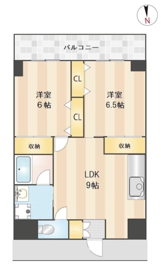 ニューガイアリルーム南葛西 65(2LDK/9階)の間取り写真