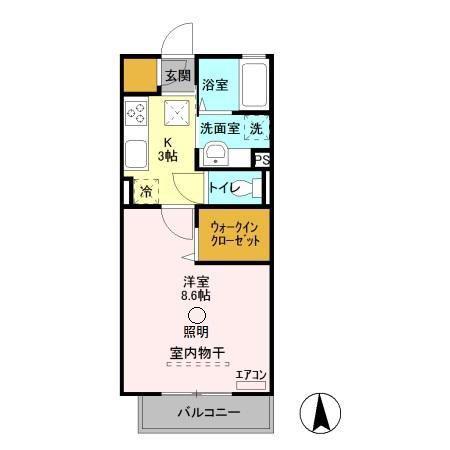 LOBELLIATOROI(1K/2階)の間取り写真