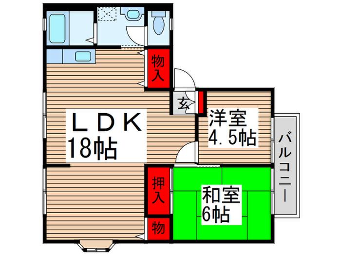 サンパレスA(2LDK/2階)の間取り写真