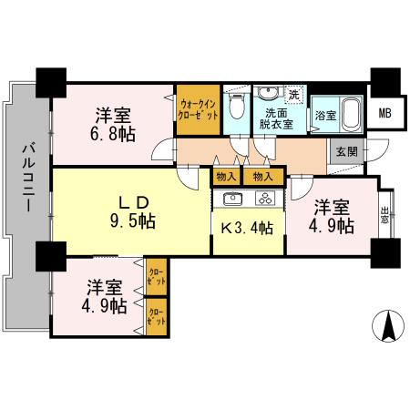 品川シーサイドビュータワーI(3LDK/8階)の間取り写真