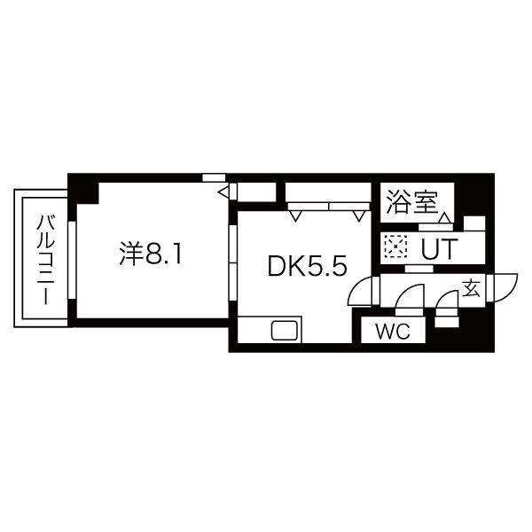 プライムコート栄生(1DK/3階)の間取り写真