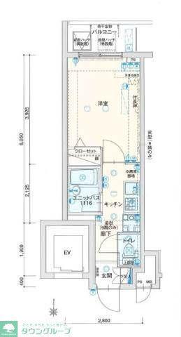 ヴェルト三軒茶屋II(1K/2階)の間取り写真