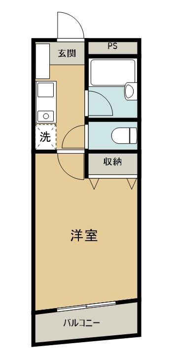 ウェルストーン(1K/2階)の間取り写真