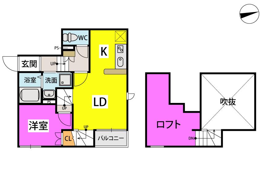 エクシア御井駅(1LDK/1階)の間取り写真