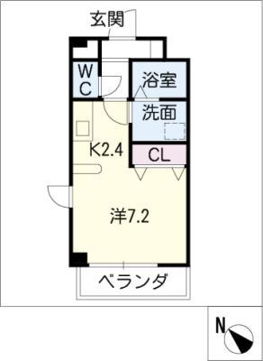 リーベンヒルズII(ワンルーム/2階)の間取り写真