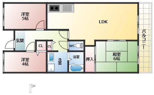 ライゼックス新堂(3LDK/2階)の間取り写真