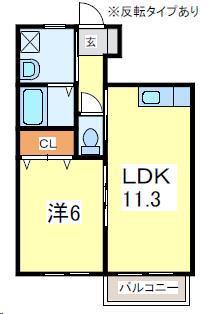 ミロワール桜町II(1LDK/1階)の間取り写真