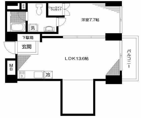 コート向ヶ丘(1LDK/2階)の間取り写真