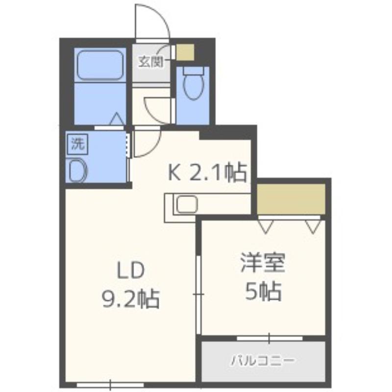 サンシティ平岸(1LDK/2階)の間取り写真