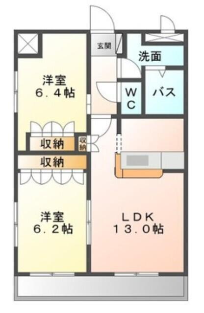 エクセルハイム・N(2LDK/1階)の間取り写真