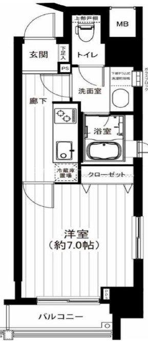 グランスイートTOKYOマークス(1K/2階)の間取り写真