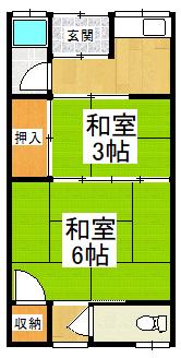 北余部アパート(2K/2階)の間取り写真