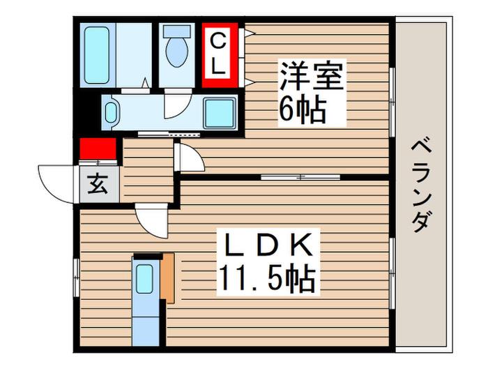 グレイス・ササ(1LDK/1階)の間取り写真