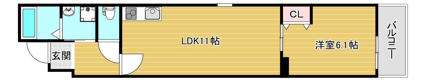 フジパレス湯里VI番館(1LDK/2階)の間取り写真