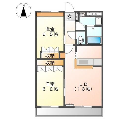 シャルマン(2LDK/2階)の間取り写真
