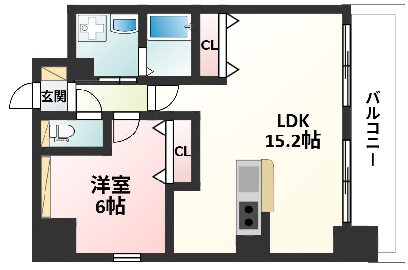 ウィスタリア三国(1LDK/3階)の間取り写真