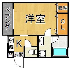 ストリーム・モンド(ワンルーム/1階)の間取り写真